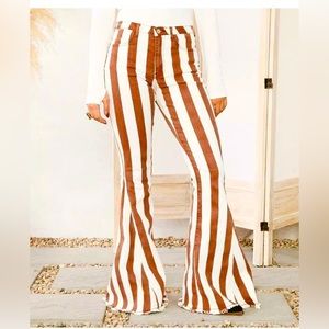 Tan Striped Bell Bottoms
